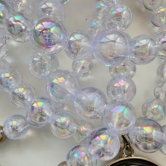 NWT Black Girl Melanin Afro Rainbow Heart AB Iridescent Ball Charm Bracelet Set - Picture 4 of 9